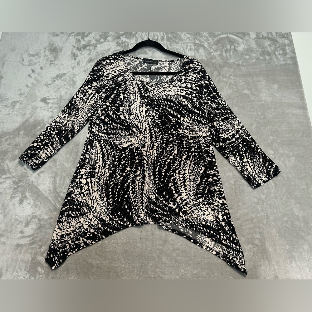 Travel Elements 3/4 Sleeve Blouse Top Women’s Large Artsy Art To Wear